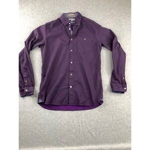 Ted Baker Button Down Shirt Mens 3 Purple Long Sleeve Textured Pique Pocket